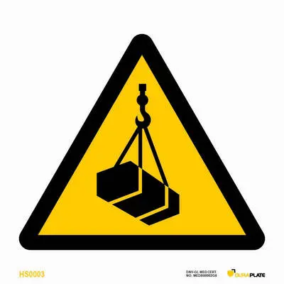 Overhead load warning sign