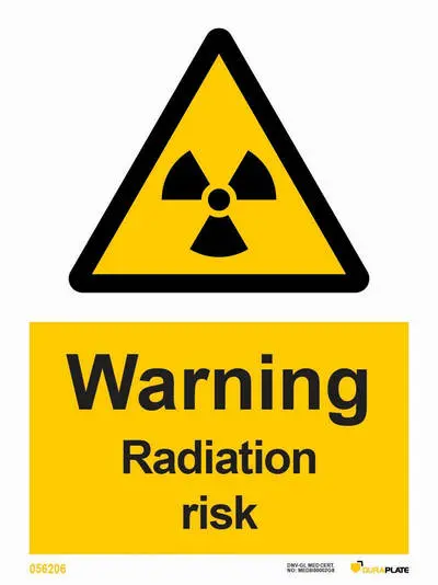 Warning sign with notice radiation risk