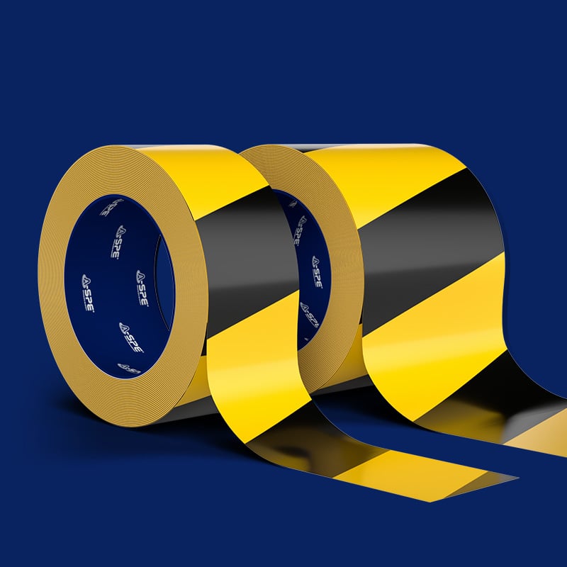 two rolls of warning tape yellow and black
