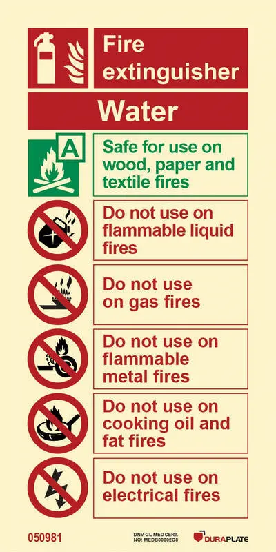 Fire fighting equipment sign water fire extinguisher