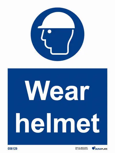 Mandatory sign with notice wear helmet