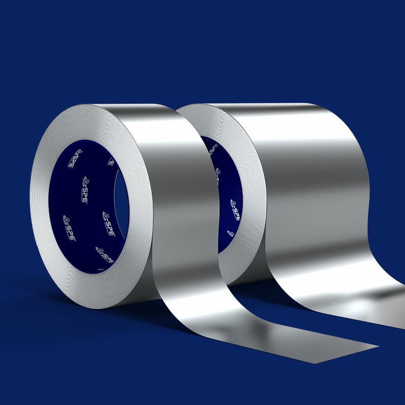 two rolls of anti-corrosion zinc tape on blue background